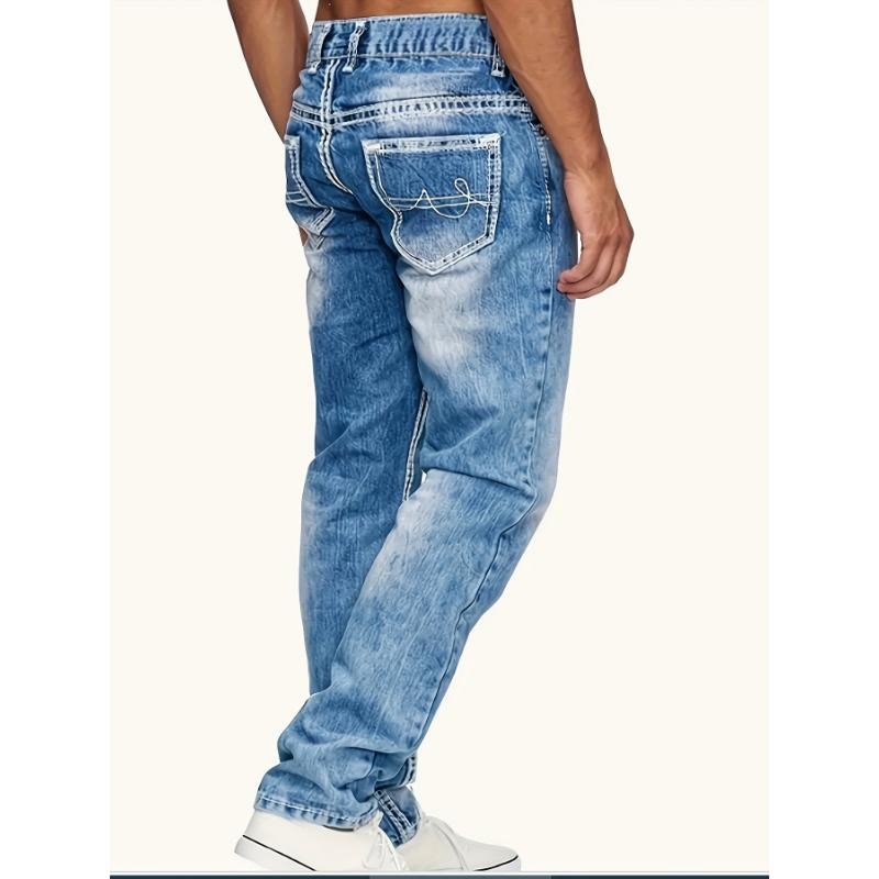 Jeans, stil coreean, croiala dreaptă, talie joasă, brodate și pictate manual