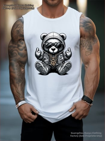 Vīriešu elpojošā veste bez piedurknēm, brīvas piegriezums, 100% kokvilna, reklāmas logotipa apdruka, sporta stilā, vasara 2025