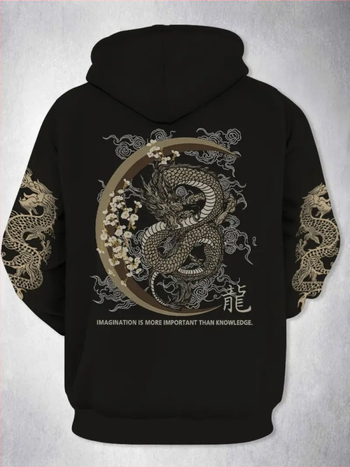 Пуловер суитшърт с качулка и 3D дигитален принт; полиестер 96%+; средна плътност; подходящ за есен; за възрастни мъже