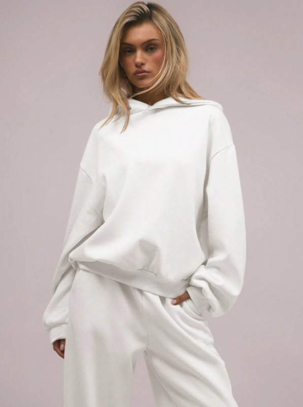 Krekli ar kapuci un platām biksēm rudens–ziemas komplekts, Terry audums, 95%+ poliesters ar spandexu, garās piedurknes, garas bikses, sieviešu modelis