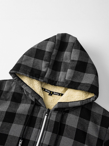 Мъжки суитшърт с качулка и цип, клетъчен принт, полиестер 70%, свободен силует