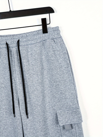 Ανδρικά παντελόνια εργασίας casual - χαλαρή γραμμή, επενδυμένα με φλίς, με κορδόνι στη μέση, ίσιο παντελόνι, πολλά τσεπάκια, για τον χειμώνα