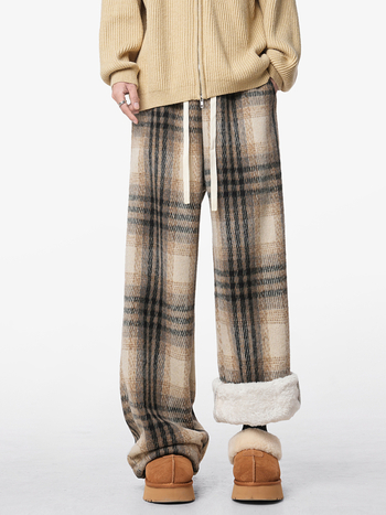 Дамски широки панталони в каре, три четвърти дължина, естествена талия, тъкан плат