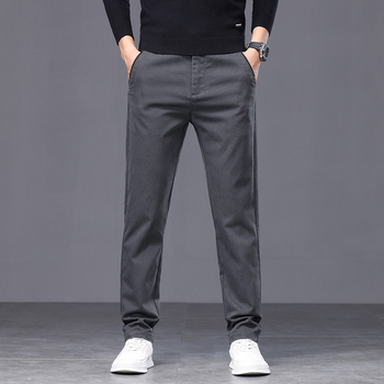 Ανδρικά Lyocell casual παντελόνια, φαρδιά γραμμή, μέση μεσαία, κούμπωμα με κορδόνι, μονόχρωμα, ελαστικό ύφασμα