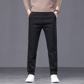 Ανδρικά Lyocell casual παντελόνια, φαρδιά γραμμή, μέση μεσαία, κούμπωμα με κορδόνι, μονόχρωμα, ελαστικό ύφασμα