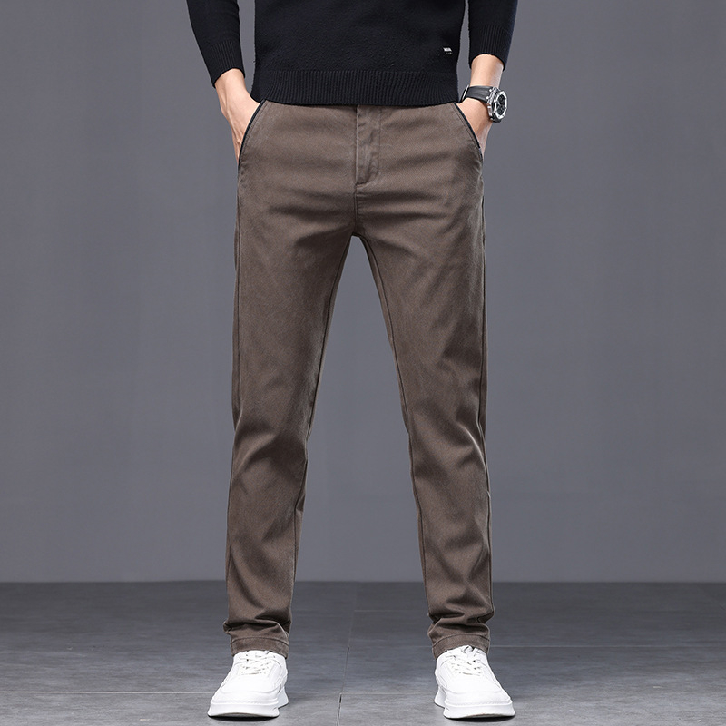 Pantaloni casual bărbați Lyocell, croială lejeră, talie medie, închidere cu șnur, culoare solidă