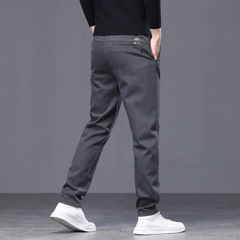 Pantaloni casual bărbați Lyocell, croială lejeră, talie medie, închidere cu șnur, culoare solidă