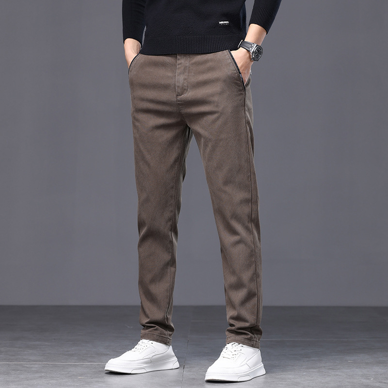 Pantaloni casual bărbați Lyocell, croială lejeră, talie medie, închidere cu șnur, culoare solidă