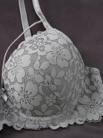 3 τεμάχια γυναικείων push-up σουτιέν με floral δαντέλα, μαλακή επένδυση