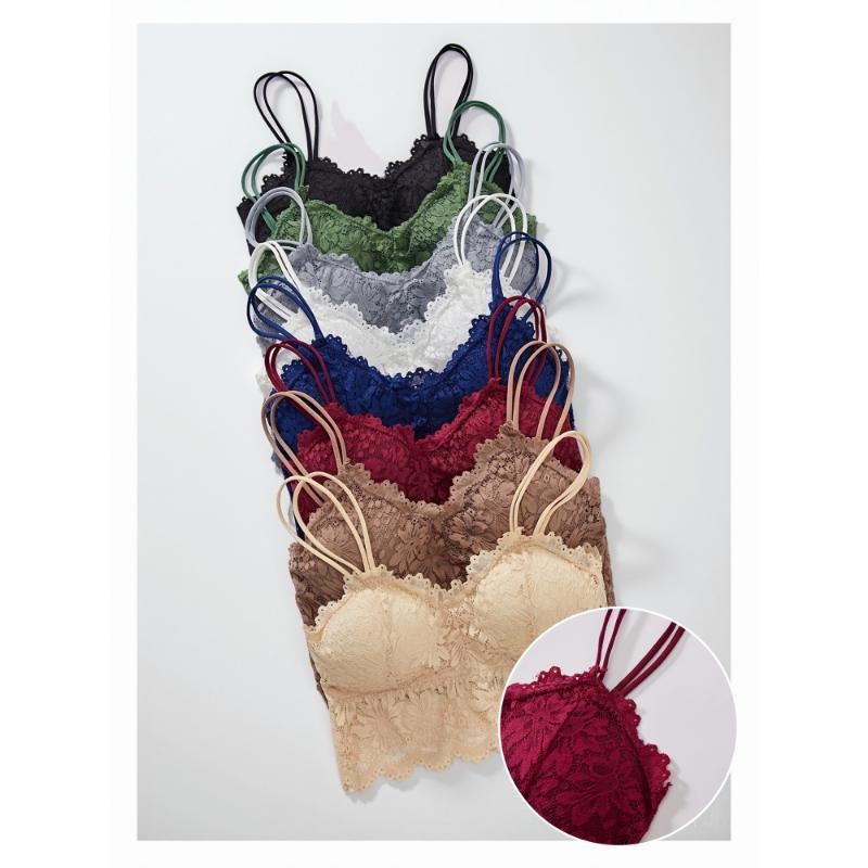 Ziedu mežģīņu krūšturis bezvadu, Rabbit Ear Cup, galvenais materiāls: nailons, oderējums: kokvilna