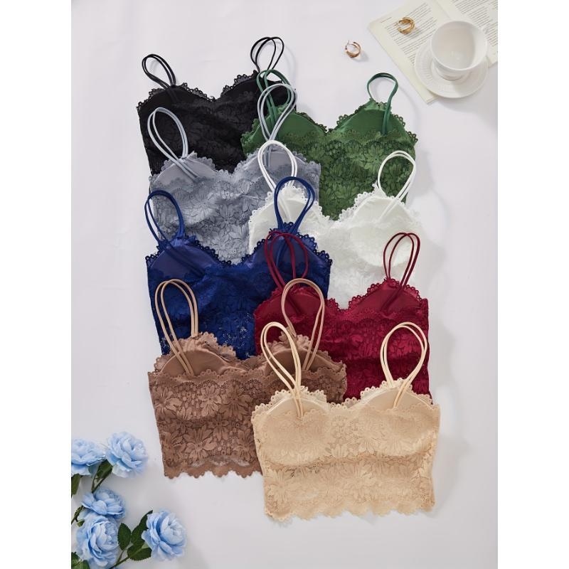 Ziedu mežģīņu krūšturis bezvadu, Rabbit Ear Cup, galvenais materiāls: nailons, oderējums: kokvilna