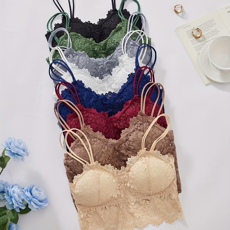 Ziedu mežģīņu krūšturis bezvadu, Rabbit Ear Cup, galvenais materiāls: nailons, oderējums: kokvilna