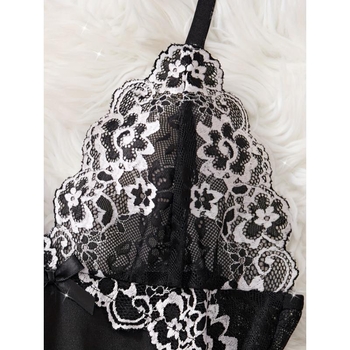 Σετ πιτζάμες γυναικείες 2 τεμαχίων με αντίθεση φλοράλ δαντέλα, φλίς από τη μια πλευρά, βαμβάκι