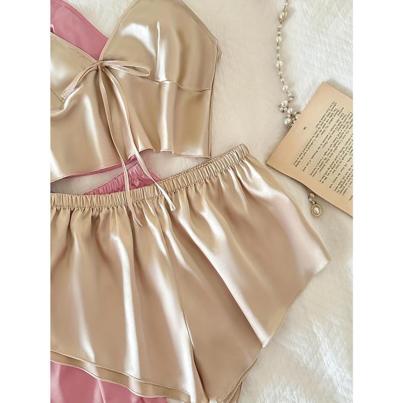 Sieviešu pidžamas komplekts – seksīgs V kakla izgriezums, vācu fleece, pusfleece, pavasaris 2025