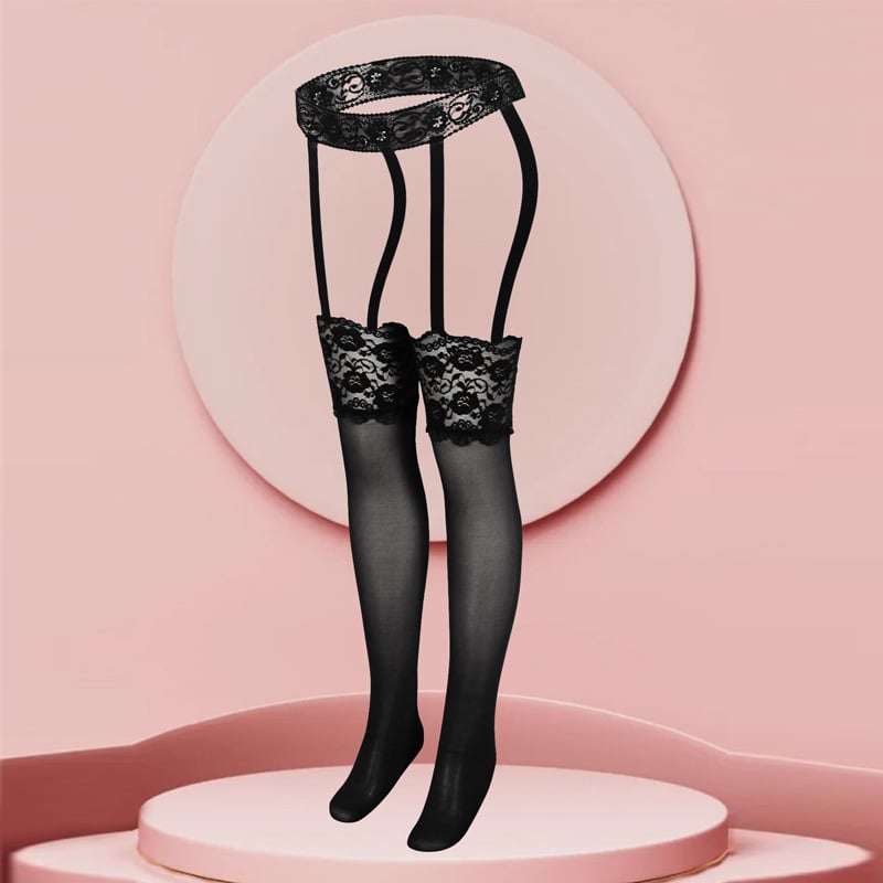 Šlaunų ilgio kojinės su ultratankiu ilgu vamzdelio dizainu, šilko pojūčio audinys, 90–95% nailonas, vientisas raštas, formuojančios, kvapų atsparios