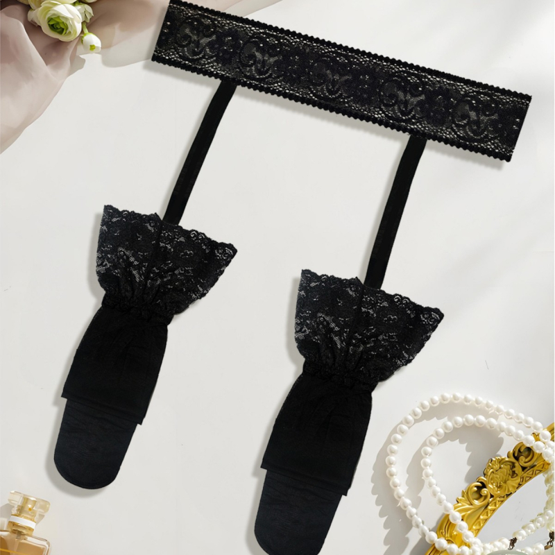 Šlaunų ilgio kojinės su ultratankiu ilgu vamzdelio dizainu, šilko pojūčio audinys, 90–95% nailonas, vientisas raštas, formuojančios, kvapų atsparios