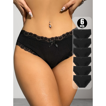 Chiloți femei - Culoare solidă cu fundă, material principal: poliester 100%, căptușeală în zona intima din bambus, talie joasă