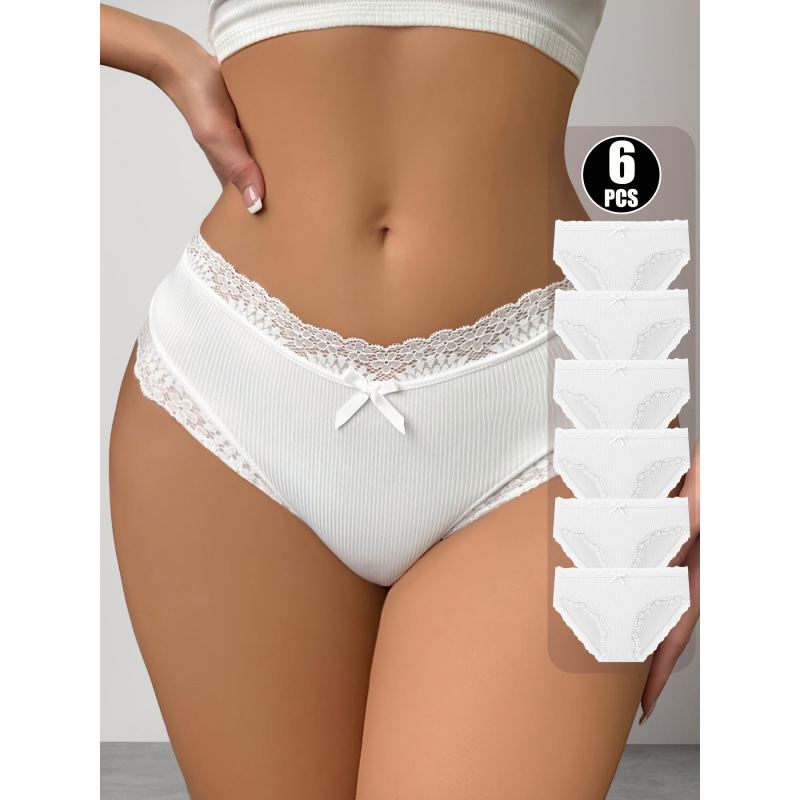 Chiloți femei - Culoare solidă cu fundă, material principal: poliester 100%, căptușeală în zona intima din bambus, talie joasă