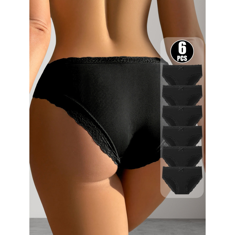 Chiloți femei - Culoare solidă cu fundă, material principal: poliester 100%, căptușeală în zona intima din bambus, talie joasă