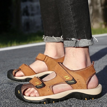 Kasdieniai sandalai, kvadratinis nosis, Slip-On, viršus iš Top Grain odos, padas: guma