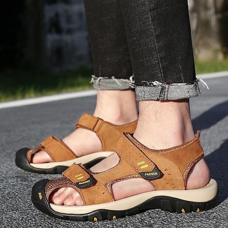 Kasdieniai sandalai, kvadratinis nosis, Slip-On, viršus iš Top Grain odos, padas: guma