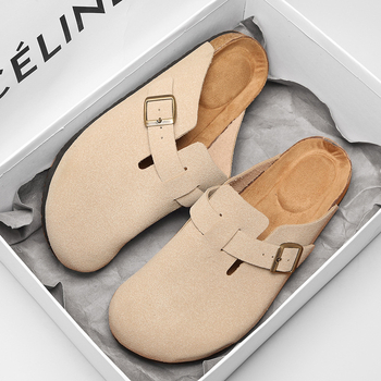 Sandale bărbătești în stil Toe-box — partea superioară din piele naturală, talpă din cauciuc, antiderapant, fără căptuială, primăvara 2025