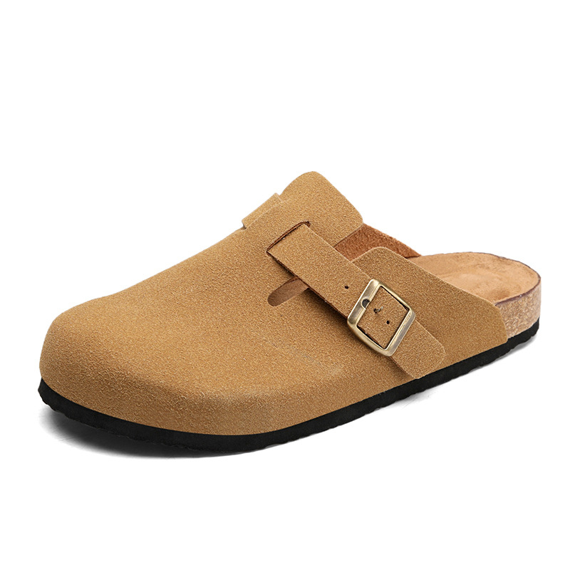 Sandale bărbătești în stil Toe-box — partea superioară din piele naturală, talpă din cauciuc, antiderapant, fără căptuială, primăvara 2025