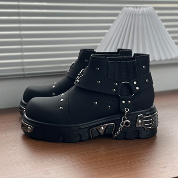 Ghete Martin pentru bărbați – talpă din cauciuc, vârf rotund, stil Hip Hop, model 561224