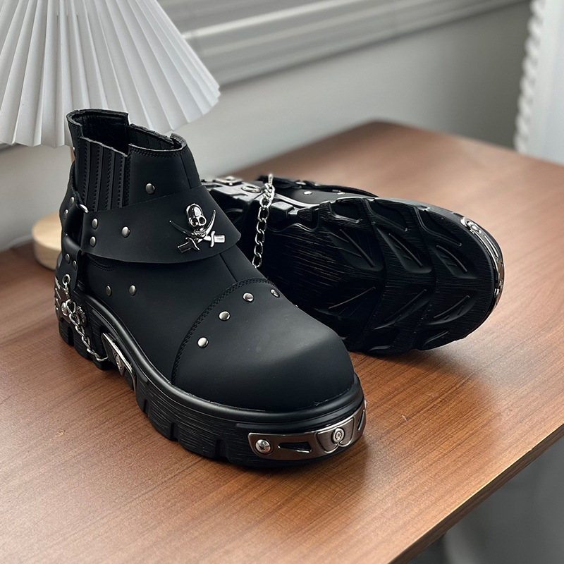 Ghete Martin pentru bărbați – talpă din cauciuc, vârf rotund, stil Hip Hop, model 561224