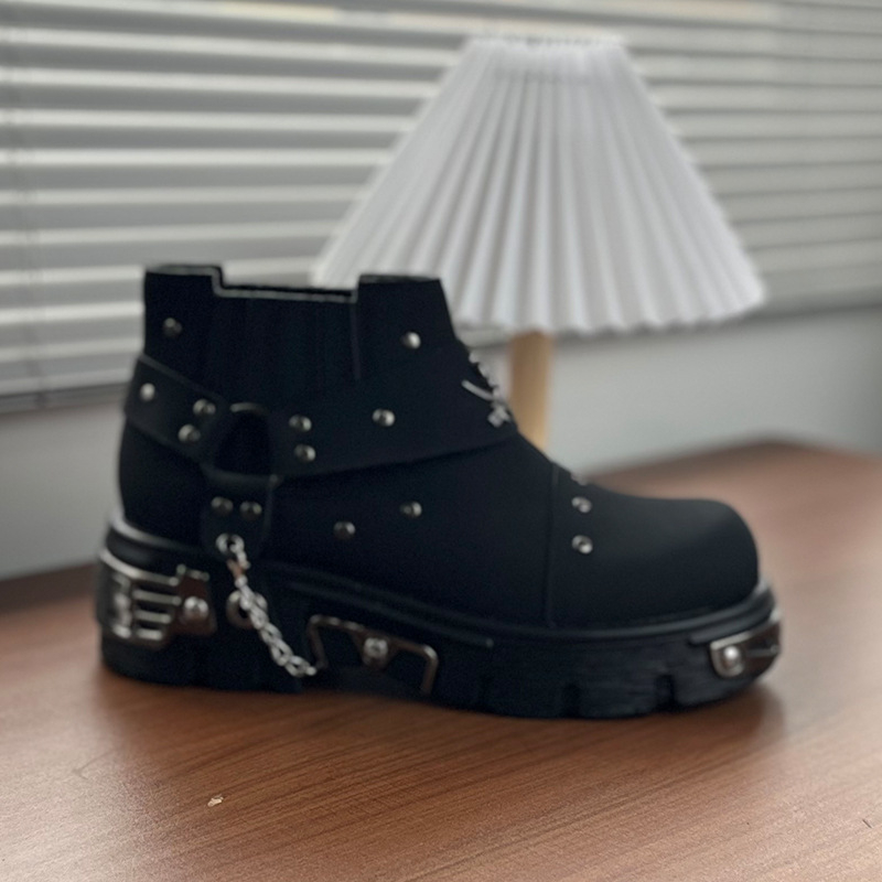 Ghete Martin pentru bărbați – talpă din cauciuc, vârf rotund, stil Hip Hop, model 561224