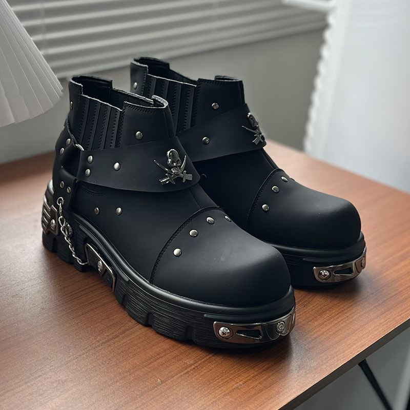 Ghete Martin pentru bărbați – talpă din cauciuc, vârf rotund, stil Hip Hop, model 561224