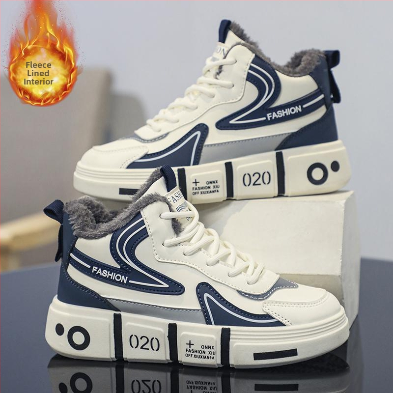 Χιονοπέδιλα για τον χειμώνα, unisex — Άνω μέρος Fly Knit, Μεσαίο ύψος γάμπας, Δίχτυωτή επένδυση, Δέσιμο με κορδόνια, Σόλα από φυσικό καουτσούκ