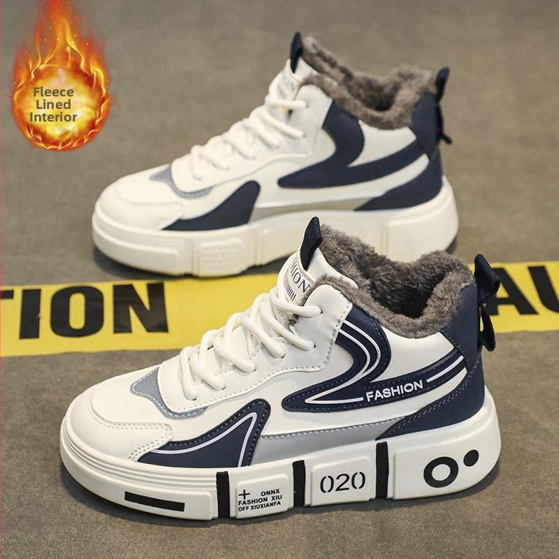 Χιονοπέδιλα για τον χειμώνα, unisex — Άνω μέρος Fly Knit, Μεσαίο ύψος γάμπας, Δίχτυωτή επένδυση, Δέσιμο με κορδόνια, Σόλα από φυσικό καουτσούκ