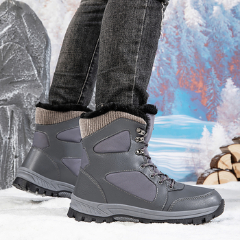 Ανδρικές χειμερινές ψηλές μπότες χιονιού, αδιάβροχες, με επένδυση φλις, για εξωτερικές πεζοπορίες, αντιολισθητική σόλα