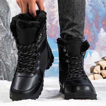 Ανδρικές χειμερινές ψηλές μπότες χιονιού, αδιάβροχες, με επένδυση φλις, για εξωτερικές πεζοπορίες, αντιολισθητική σόλα