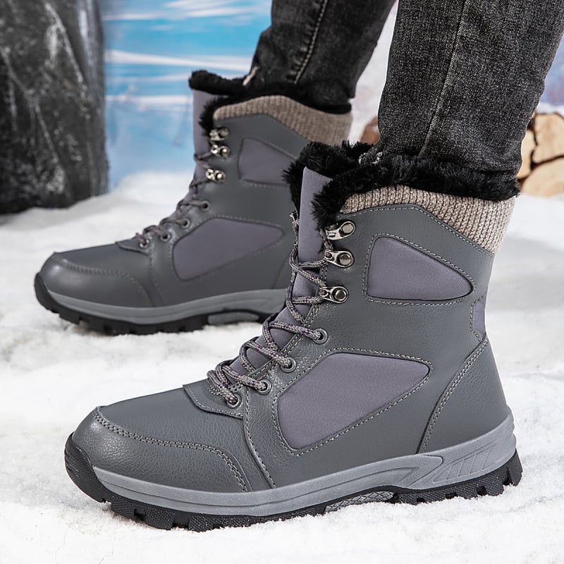 Ανδρικές χειμερινές ψηλές μπότες χιονιού, αδιάβροχες, με επένδυση φλις, για εξωτερικές πεζοπορίες, αντιολισθητική σόλα