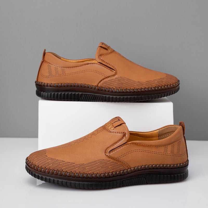 Férfi bőr cipő vezetéshez - lélegző, csúszásmentes, izzadságot felszívó, két réteg marhabőr felsőrész, TPR talp