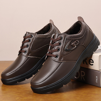 Δερμάτινα Παπούτσια Ανδρών - Casual, Top Grain βοοειδές Δέρμα, Καουτσούκ Σόλα, Κυκλικό Άκρο, Μεσαίο 3-5 cm, Αντιολισθητικά