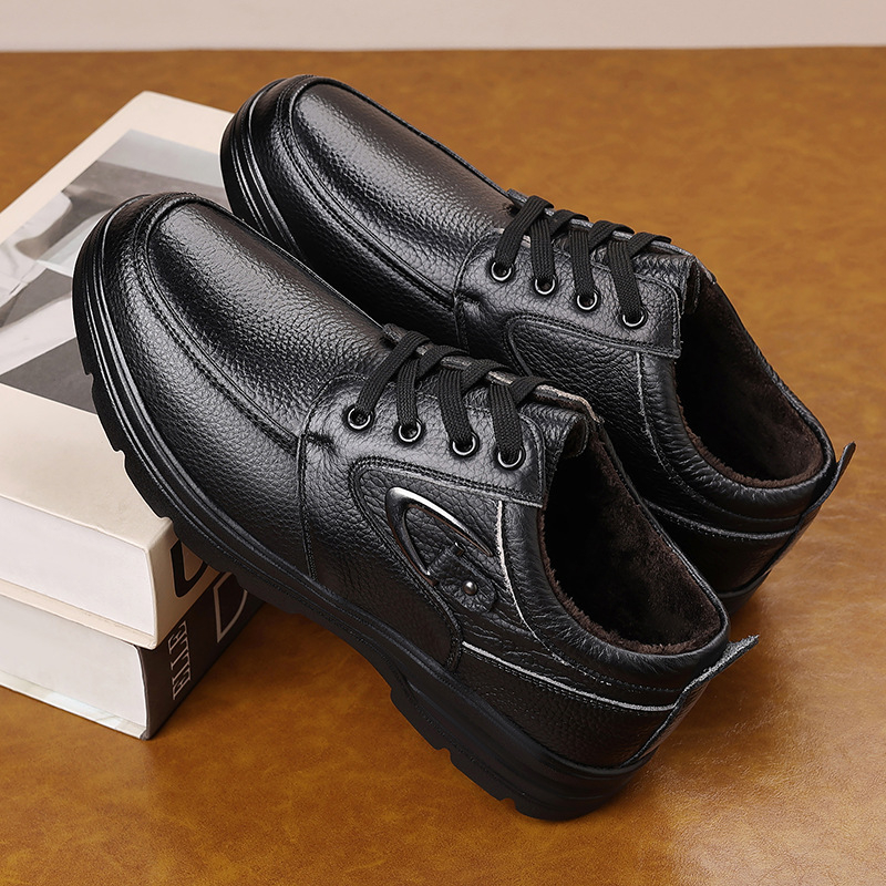 Ādas vīriešu kurpes – Casual, Top Grain govs āda, gumijas zole, apaļš purns, vidēja papēža augstums 3–5 cm, pretslīdēšana