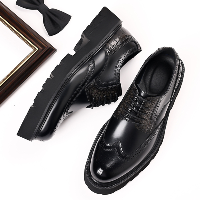 Vīriešu kurpes no īstas ādas, zemā augšdaļa, brogu šņorēšana, ādas purngals, plastmasas zole