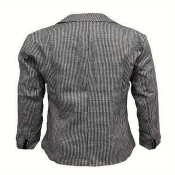 Sacou bărbătesc cu model Houndstooth, ușor, corduroy, țesătură principală din in, business casual