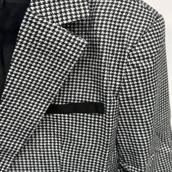 Sacou bărbătesc cu model Houndstooth, ușor, corduroy, țesătură principală din in, business casual