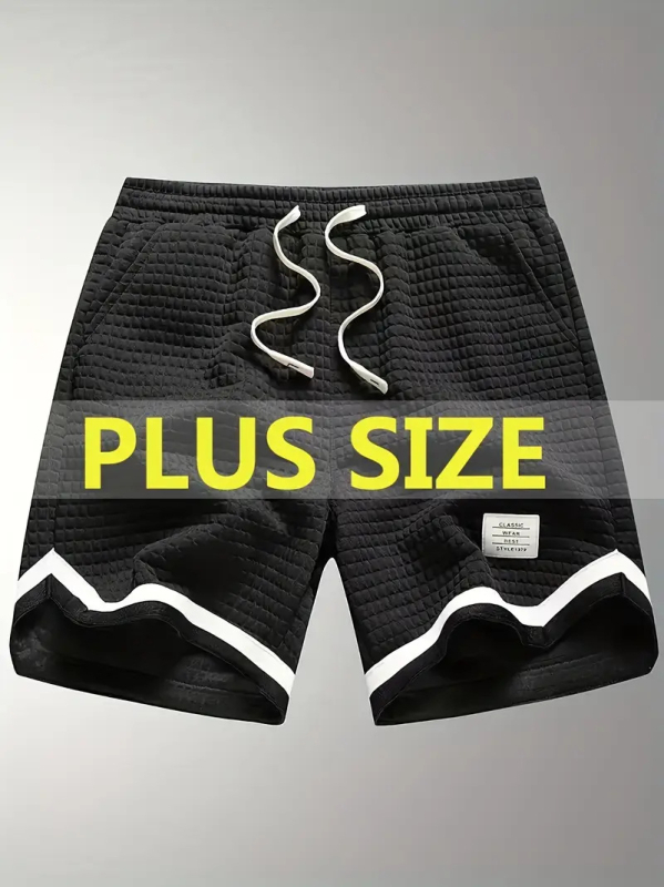 Vasaros vyriški šortai su patikrinta juosta, raištis, tiesus kirpimas, medvilnės mišinio audinys (65% poliesteris)