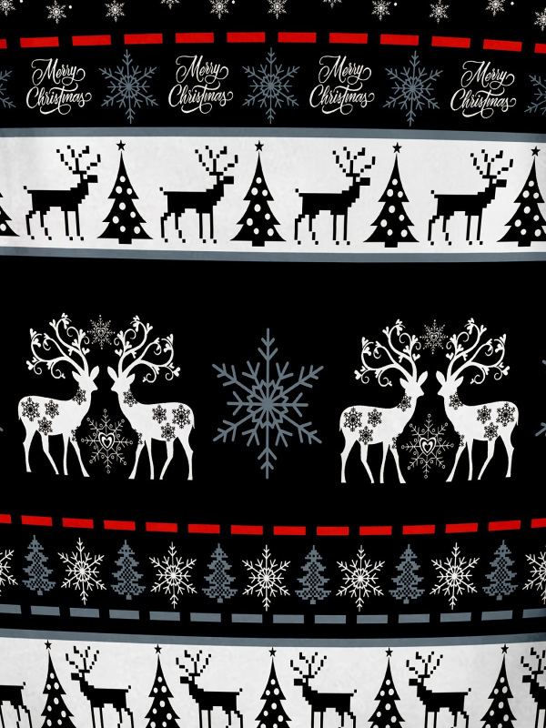 Hanorac cu imprimeu all-over cu reni și fulgi de zăpadă - guler rotund, material poliester, lungime ultra scurtă (≤40 cm)