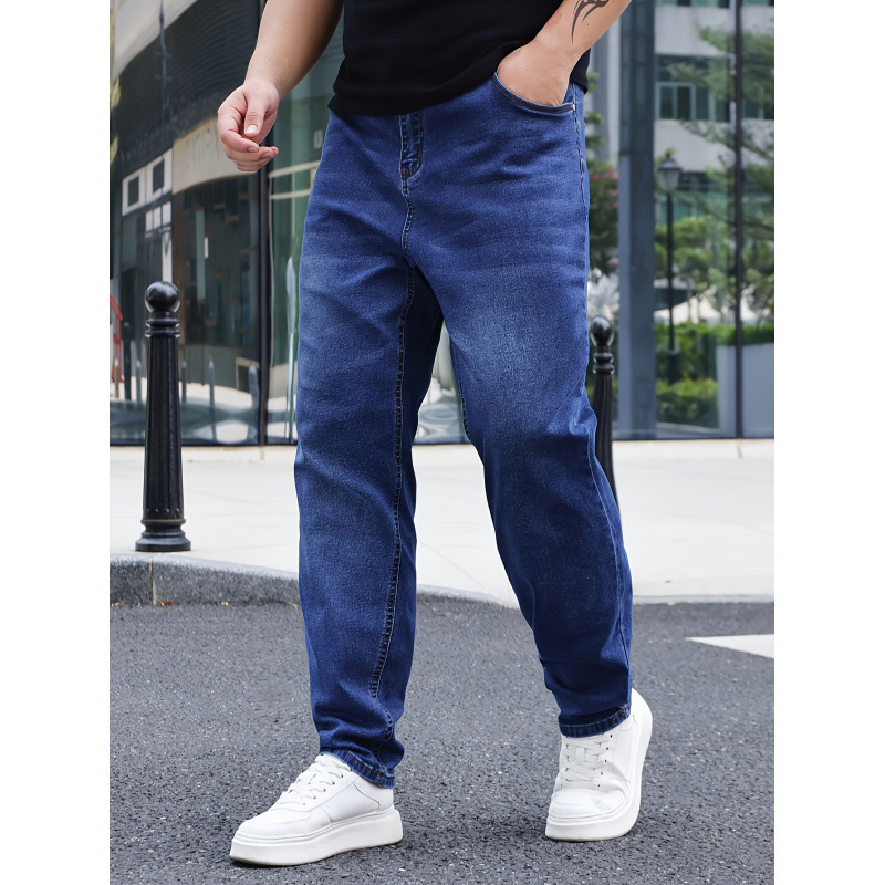 Vyriški džinsai tiesaus kirpimo, vidutinio elastingumo denim audinys, fleece pamušalas, raištis juosmeniui, ilgos kelnės