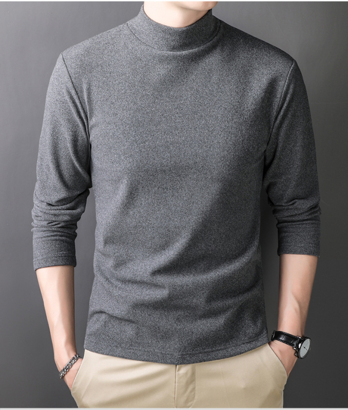 Pulover bărbătește din fleece cu guler înalt și fermoar, poliester 96%+, croi lejer, potrivit primăvară-toamnă