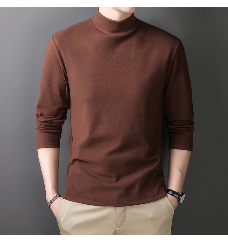 Pulover bărbătește din fleece cu guler înalt și fermoar, poliester 96%+, croi lejer, potrivit primăvară-toamnă