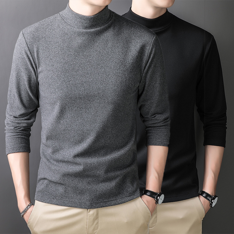 Pulover bărbătește din fleece cu guler înalt și fermoar, poliester 96%+, croi lejer, potrivit primăvară-toamnă