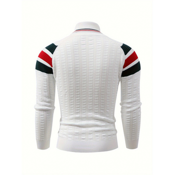 Пуловер от трикотаж с висока яка, ръкави тип батвинг и ребреста шарка, плат с висока еластичност