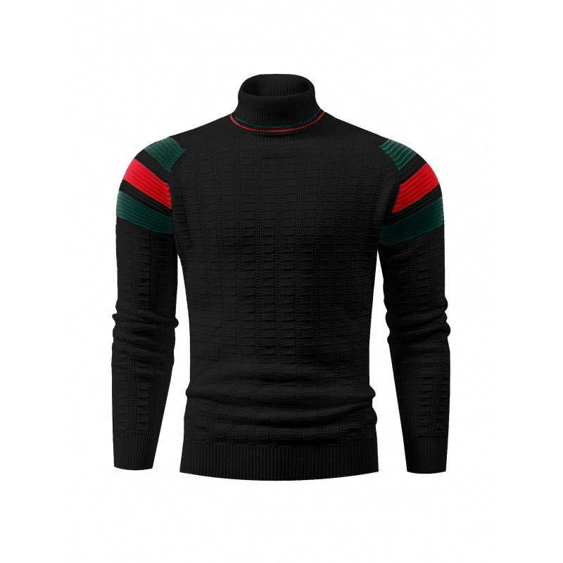 Pulover din tricot cu guler înalt, mâneci batwing, textură rib, țesătură cu elasticitate înaltă